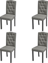 Furnibella - 4x Eetkamerstoel Zetel Eetstoel Keukenstoel Eetstoelen Stoel Zitmeubel Dinerstoel Eetkamerstoelen Stoelenset Eetzetel Stof Grijs