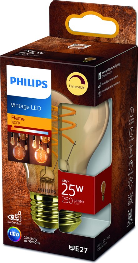 Notebook Frons Facet Philips filament LED lamp - E27 - Warmwit - 1 stuk(s) | bol.com