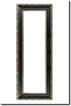 Spiegel smal lang - Langwerpige spiegel Ponzio Antiekzilver-zwart Buitenmaat 45x167 cm hoog of breed ophangen - Luxe halspiegel - Langwerpige spiegel horizontaal of verticaal - Ophanghaken gemonteerd