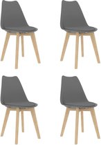 Furnibella - 4x Eetkamerstoel Eetstoel Keukenstoel Stoel Stoelenset Stoelen Set Zetel Eetkamerstoelen Eetstoelen Keukenstoelen Zitstoel Kunstleer Grijs