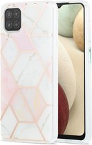 Fonu Marmer backcover hoesje Samsung Galaxy A12 - Wit roze
