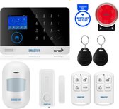 A-Life Compleet Alarmsysteem - Met Sirene - Smart Home Beveiligingssysteem - Draadloos - Wifi Alarm - LCD Scherm - RFID - 1x Bewegingsmelders - 1x Raam-/deursensoren - 2x Afstandsbedieningen