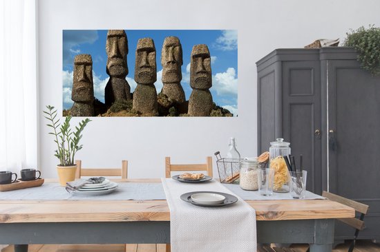 Poster Cinq statues Moai sur l'île de Pâques - 150x75 cm