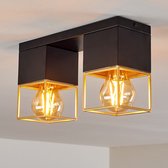 Belanian.nl -  Vintage Moderne plafondlamp zwart 2-vlammig - Industrieel Plafondlamp - Scandinavisch Boho-stijl  E27 fitting  Plafondlamp -  Eetkamer en  hal Plafondlamp -  keuken