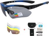 Gepolariseerde Sportbril - Fietsbril Meegekleurde Glazen - Zonnebril Gepolariseerd - Zonnebril Polariserend - UV400 - 5 Lenzen - Blauw