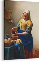 Schilderij op Canvas - 75 x 100 cm - Het Melkmeisje - Kunst - Johannes Vermeer - Wanddecoratie - Muurdecoratie - Slaapkamer - Woonkamer