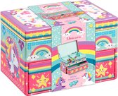 Unicorn sieradendoosje - eenhoorn glitter beauty doosje versieren - 15 x 10 x 10 cm - Totum knutselset meisjescadeau