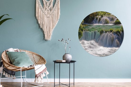 WallCircle - Wall Circle - Wall Circle - Cascades sauvages dans les rivières du Parc National de Krka en Croatie - Aluminium - Dibond - 90x90 cm - Intérieur et Extérieur