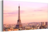 Wanddecoratie Metaal - Aluminium Schilderij Industrieel - Uitzicht over Parijs met de Eiffeltoren die erboven uit steekt - 120x60 cm - Dibond - Foto op aluminium - Industriële muurdecoratie - Voor de woonkamer/slaapkamer