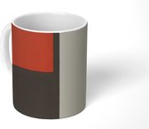 Mok - Koffiemok - Compositie met rood vierkant, zwart, blauw - Piet Mondriaan - Mokken - 350 ML - Beker - Koffiemokken - Theemok