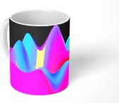 Mok - Paarse en blauwe geometrie voor een zwarte achtergrond - 350 ML - Beker