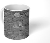 Mok - Muur - Steen - Patroon - Zwart - Wit - 350 ML - Beker