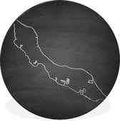 illustration noir et blanc de Curaçao sur un tableau noir Cercle mural aluminium ⌀ 120 cm - tirage photo sur cercle mural / cercle vivant / cercle de jardin (décoration murale)