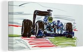 Canvas Schilderij Een illustratie van een raceauto uit de Formule 1 - 40x20 cm - Wanddecoratie
