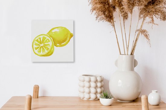 Toile Peinture Aquarelle - Citroen - Fruit - 20x20 cm - Décoration murale