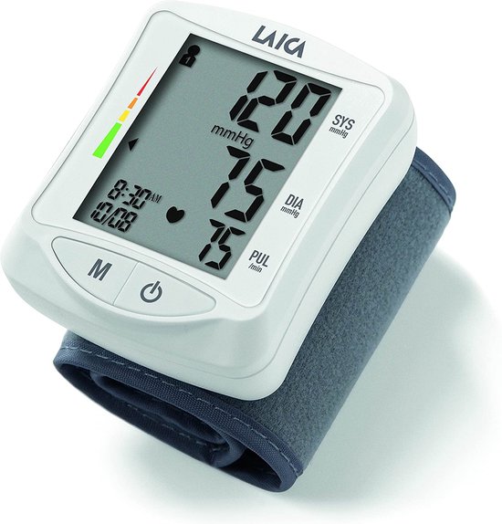 LAICA - pols bloeddrukmeter | polsbloeddrukmeter | bloeddrukmeter - BM1006 - grijs/wit - met opbergdoos en batterijen