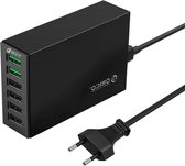 Orico Verdeelstekker Snelladen l Verdeeldoos 6 USB-poorten l 1,20m Kabel l Zwart