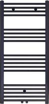 RadiZon  Handdoekradiator Middenonderaansluiting 1200x400mm 458 Watt Geborsteld Mat Zwart