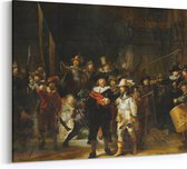 Schilderij op Canvas - 70 x 50 cm - De Nachtwacht - Kunst - Rembrandt van Rijn - Oude Meesters - Wanddecoratie - Muurdecoratie - Slaapkamer - Woonkamer