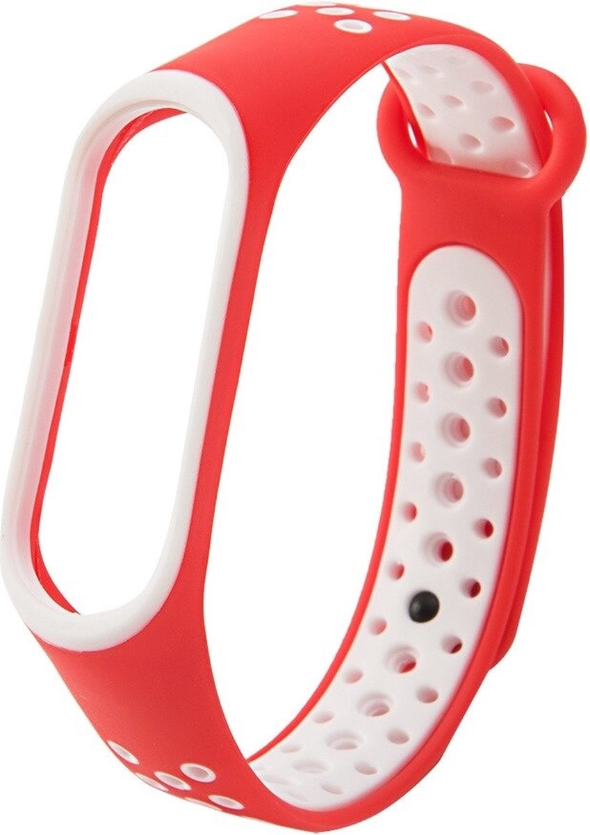 DrPhone XB4 - Mi band - sportHorlogeband - Armband Geschikt voor smartwatches/Mi band 3/4 - Rood/Wit