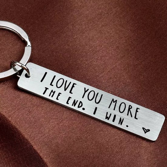 Porte-clés - Saint Valentin - Amour - Amour - Relation - Coeur - Avec texte - Je t'aime - Petite amie - Acier inoxydable - Je t'aime plus. La fin. Je gagne.