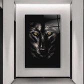 Wallyard - Glasschilderij Wolf - Wall art - Schilderij - 80x120 cm - Premium glass - Incl. muur bevestiging