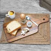 Rico & Plato houten Tapas plank / ontbijtplank / snijplank met handvat 'Jeff' 37cm x 19cm, vervaardigd uit gecertificeerd teakhout