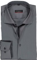 ETERNA modern fit overhemd - superstretch lyocell - antraciet grijs (zwart-grijs dessin contrast) - Strijkvriendelijk - Boordmaat: 42