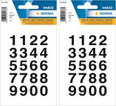 Stickervellen met 80x stuks plak cijfers/getallen 0-9 zwart/transparant 20x18 mm