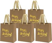 Set van 12x stuks papieren verjaardag giftbags/cadeau tasjes Happy Birthday 20 x 24 x 11 cm - cadeau tassen