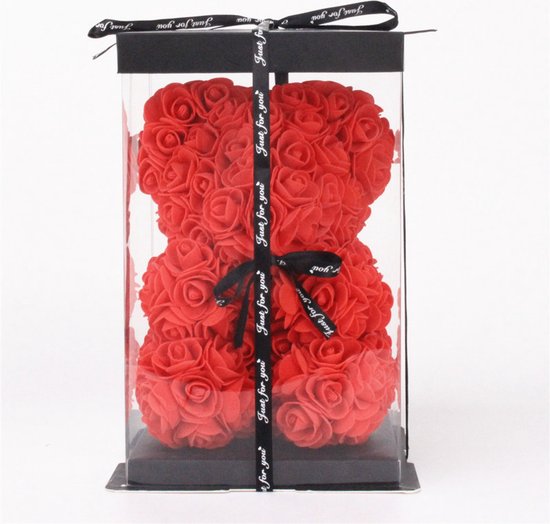 Cadeau | Kunstbloem in Glas | Rood | Met Led verlichting