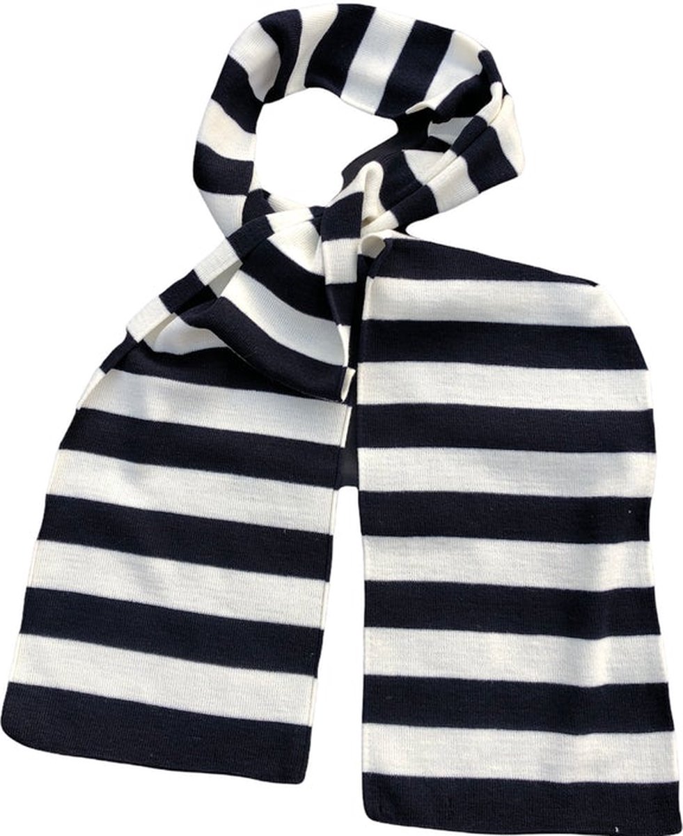 VanPalmen heren sjaal - blauw wit gestreept - 50% wol, 50% acryl - topkwaliteit - Italiaans maatwerk