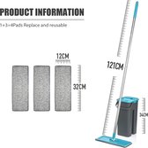 Dweil - Mop met drie Pads - Vloerwisser - Dweilset Vloer - Dweilsysteem - Blauw