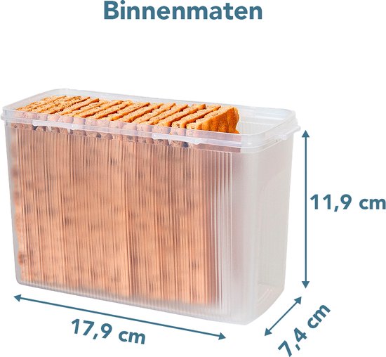 Boîte de rangement Lock&Lock Cracker | Boîte de rangement pour pain croustillant | Conteneur pour aliments frais - 1,5 litre - Transparent - Set de 2 pièces