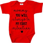Baby rompertje valentijn mommy my first valentine-rood-zwart-Maat 68
