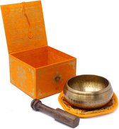 Vijf Boeddha Klankschaal Set - Oranje - 400 gram - Handgemaakt - 13x8 cm