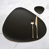 Moderne Placemat Met Onderzetter - Set van 6 - Zwart - Kunststof  - Eten - Eetkamer - Diner