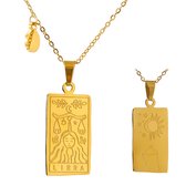 Valentijn cadeautje voor haar - Sterrenbeeld ketting Weegschaal goud - horoscoop ketting - waterproof roestvrij - gold plated - anti-allergie - gouden vergulde ketting - verjaardagscadeau - c