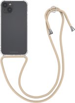 kwmobile telefoonhoesje compatibel met Apple iPhone 13 - Hoesje met koord - Back cover in transparant / goud