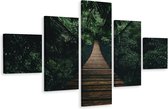 Schilderij - Touwbrug in de Jungle II, 5luik, premium print