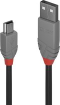 LINDY USB-kabel USB 2.0 USB-A stekker, USB-mini-B stekker 3.00 m Zwart 36724