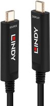 LINDY 38505 USB-C-displaykabel Aansluitkabel USB-C stekker, USB-C stekker 30.00 m Zwart