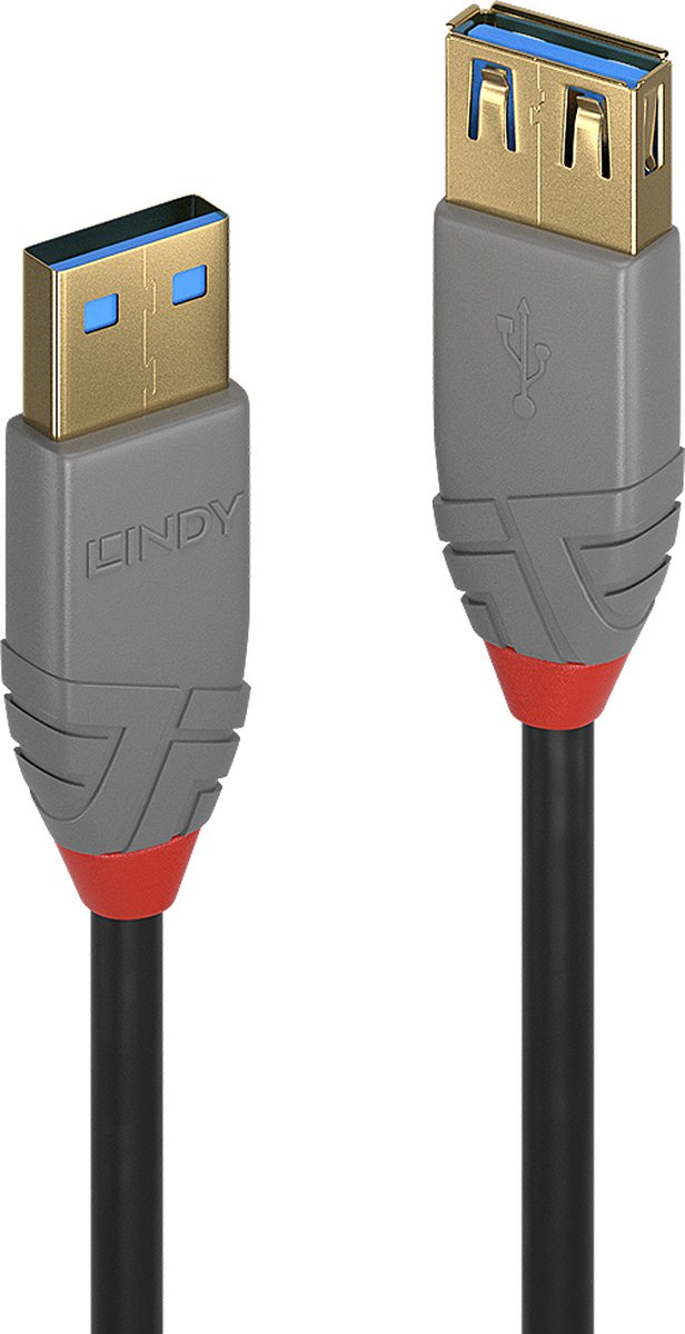 LINDY 36762 USB-kabel USB 3.2 Gen1 USB-A stekker, USB-A bus 2.00 m Zwart
