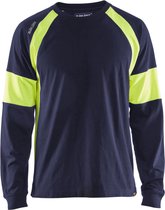 Blaklader T-shirt lange mouw 3520-1030 - Marine/High Vis Geel - M