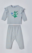Woody pyjama baby meisjes - lichtblauw fijn gestreept - krokodil - 221-3-PZB-Z/951 - maat 80