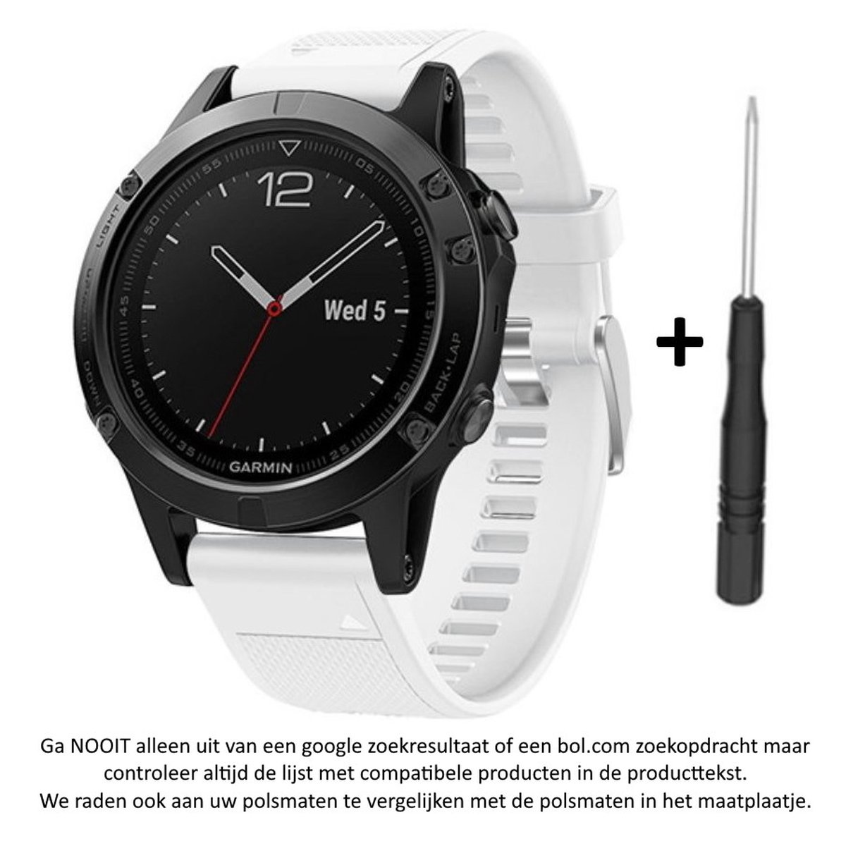 Wit Siliconen horlogebandje geschikt voor Garmin Fenix 5 ( 5 Plus Sapphire) - Forerunner 935-945 - Quatix 5 5 Sapphire - Fenix 6 6 Plus - Approach S60 S62 - MARQ - D2 Delta - Maat: foto - Quickfit Compatibel - 22 mm white smartwatch strap