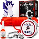 Magfishion Dubbelzijdige Magneetvissen Set - 700 KG - Complete Vismagneet Set- Incl. Touw, Handschoenen en Karabijnhaak