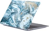 Case geschikt voor Apple MacBook Air 13 (2018-2020) - Mobigear - Marble Serie - Hardcover - Wit / Blauw - Geschikt voor Apple MacBook Air 13 (2018-2020) Cover