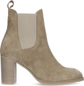 Sacha - Dames - Beige suède chelsea boots met hak - Maat 38