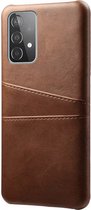 Backcover geschikt voor Samsung Galaxy A52 - Donkerbruin - PU Leer - Pasjeshouder